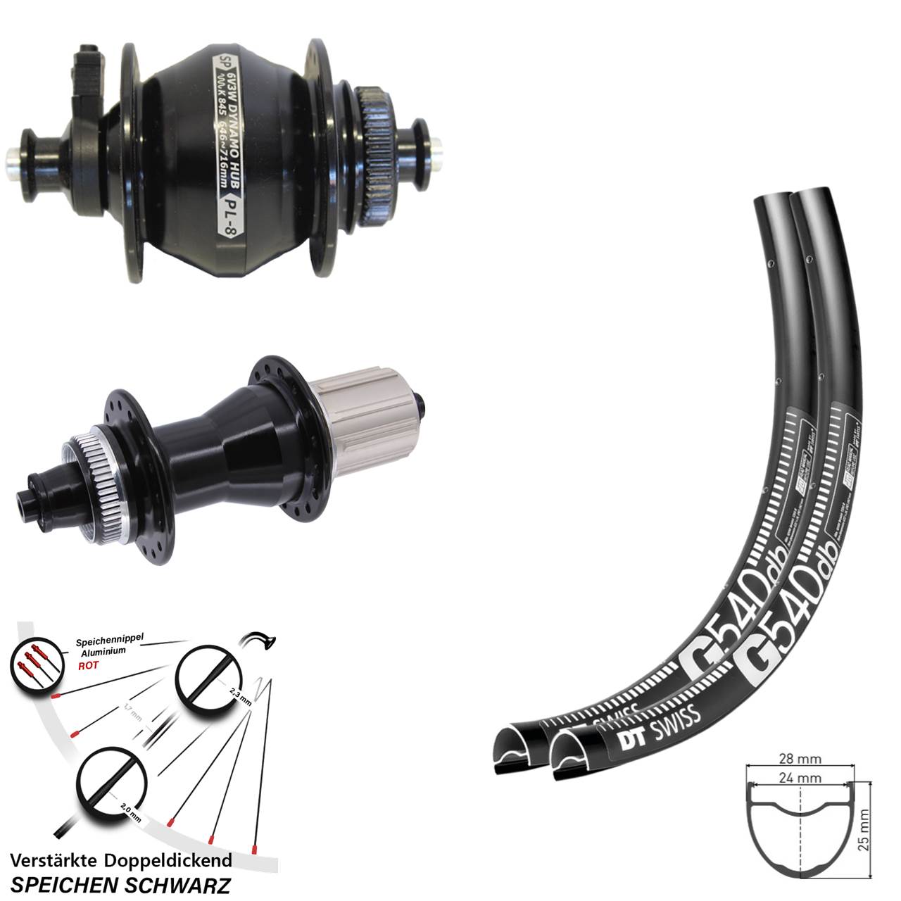 27,5 Zoll DT Swiss G540 Novatec CL135 SP PL-8 Disc Laufradsatz QR 8-12 fach HG