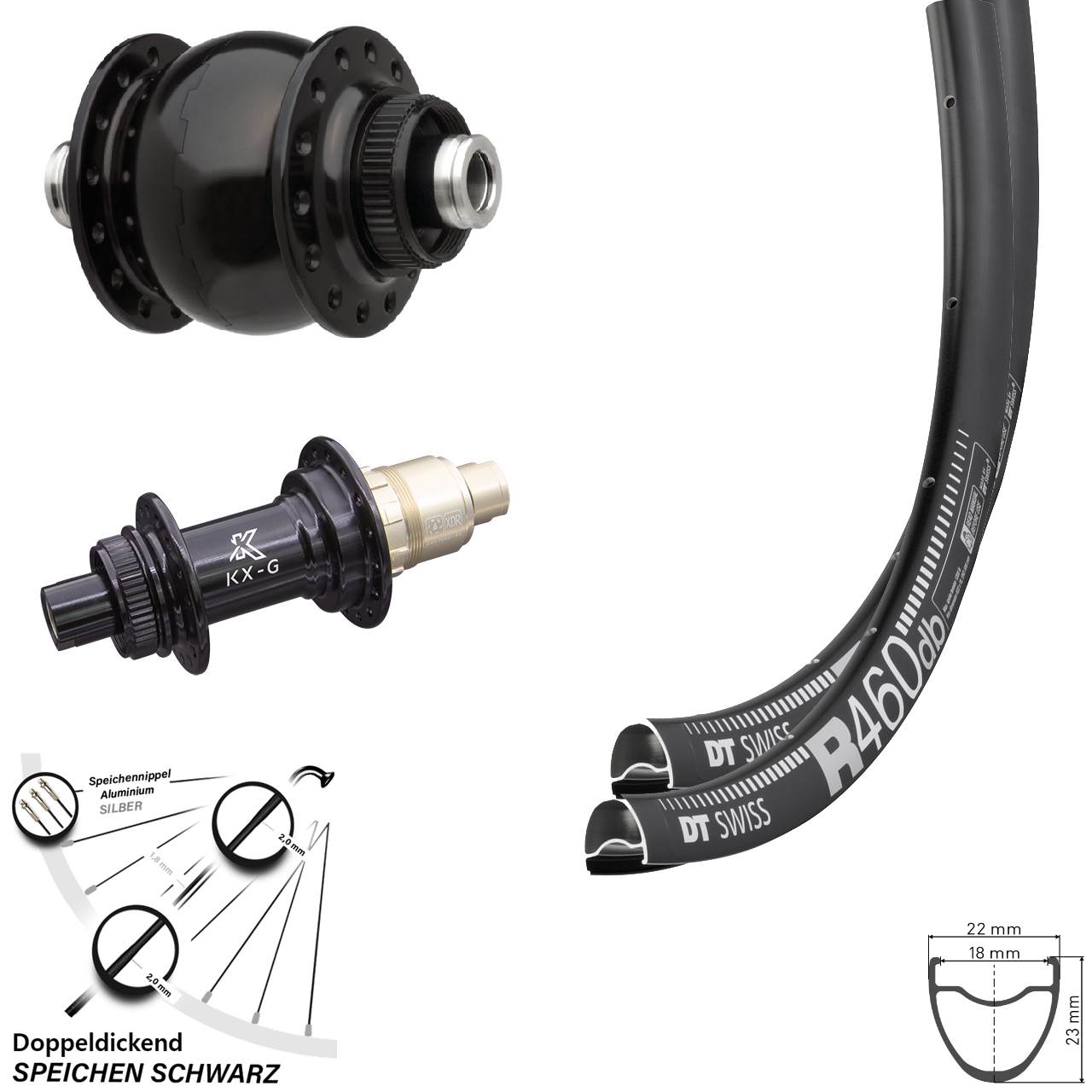 Centerlock Laufradsatz 12x100/142 28 Zoll DT Swiss R 460 Disc KX-G SONdelux XDR 11-12 fach