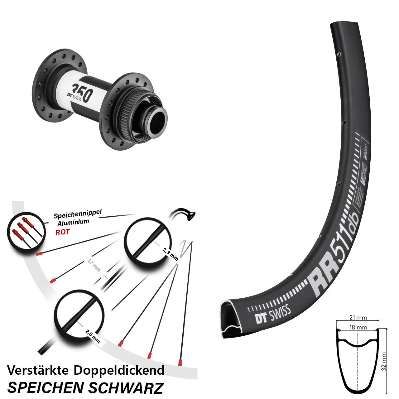 Centerlock Vorderrad 15x100 28 Zoll DT Swiss RR 511-350