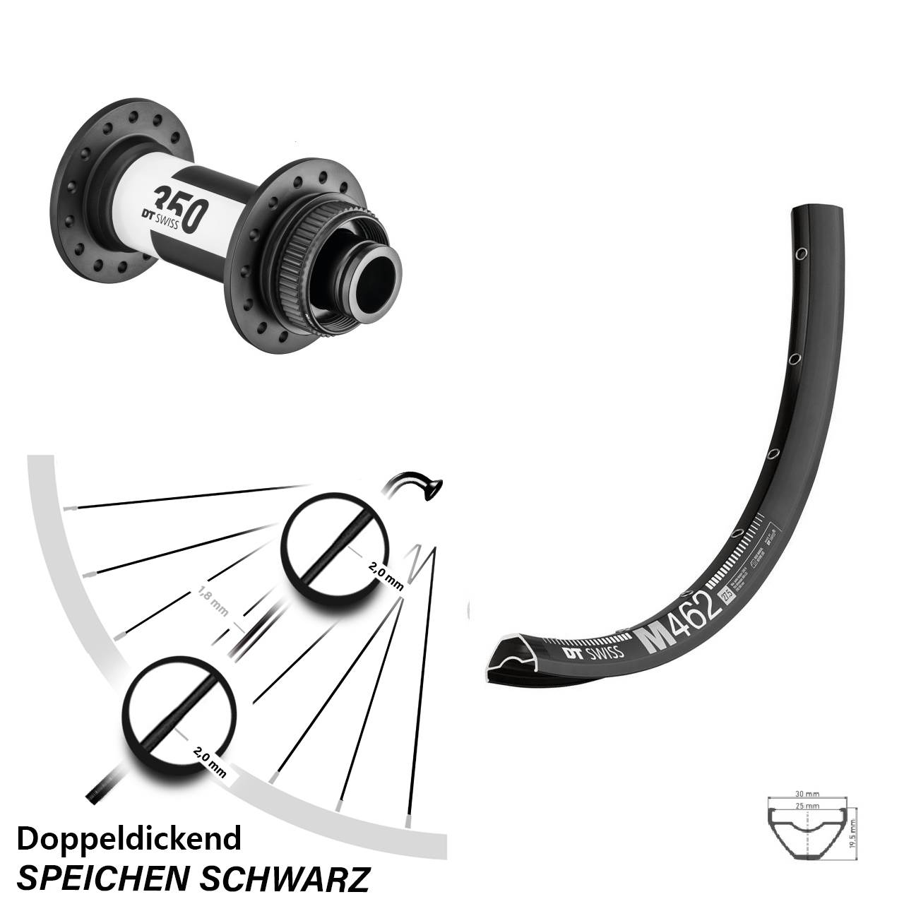 27,5 Zoll MTB Vorderrad All Mountain M 462 DT Swiss 350 Centerlock Boost