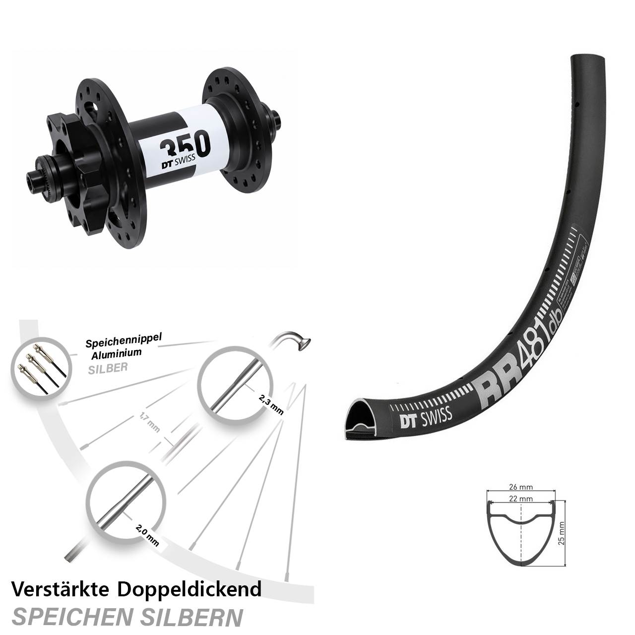 Disc Laufrad für Schnellspanner 28 Zoll DT Swiss RR 481-350