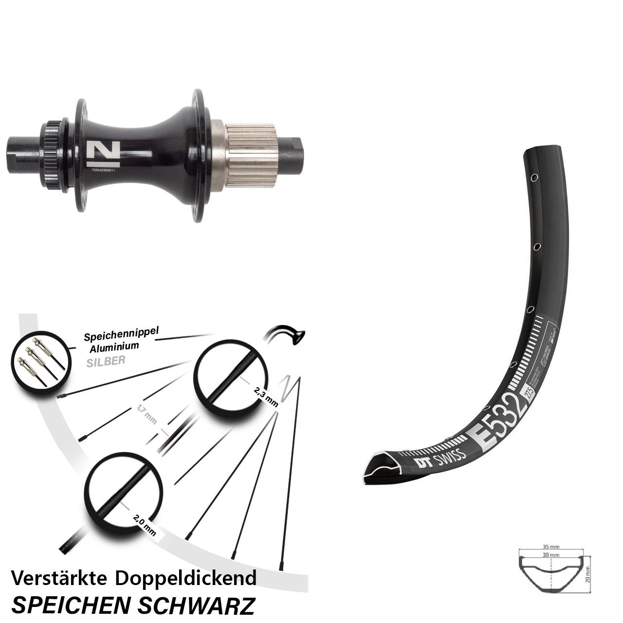 Centerlock Hinterrad 12x148 29 Zoll DT Swiss E532 Novatec D462SB Shimano Micro Spline