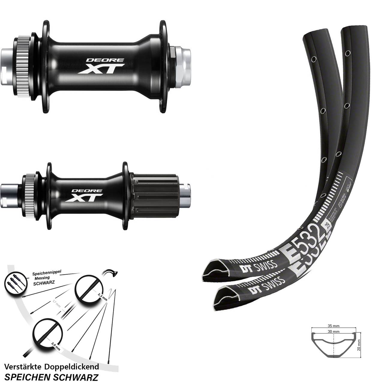 Laufradsatz Centerlock 15x110 12x148 29 Zoll DT Swiss E 532 Shimano XT 8-11 fach HG