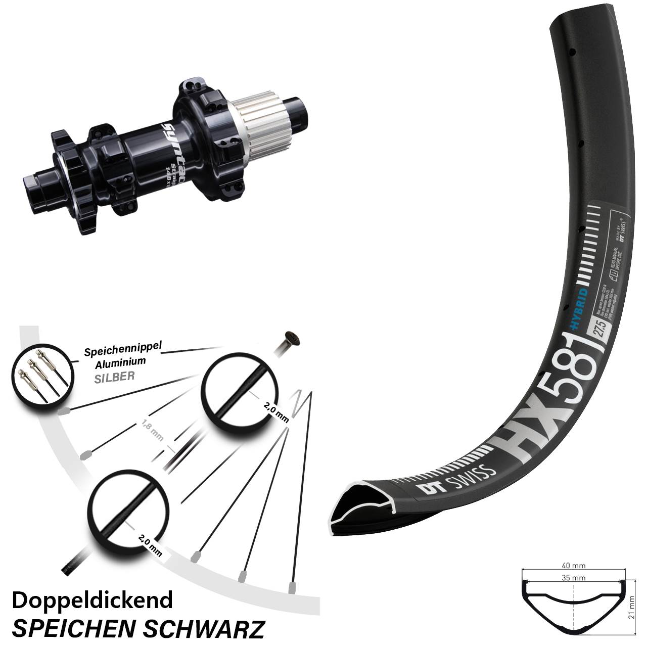 Syntace Boost DT Swiss HX 581 Hinterrad 27,5 Zoll Micro Spline