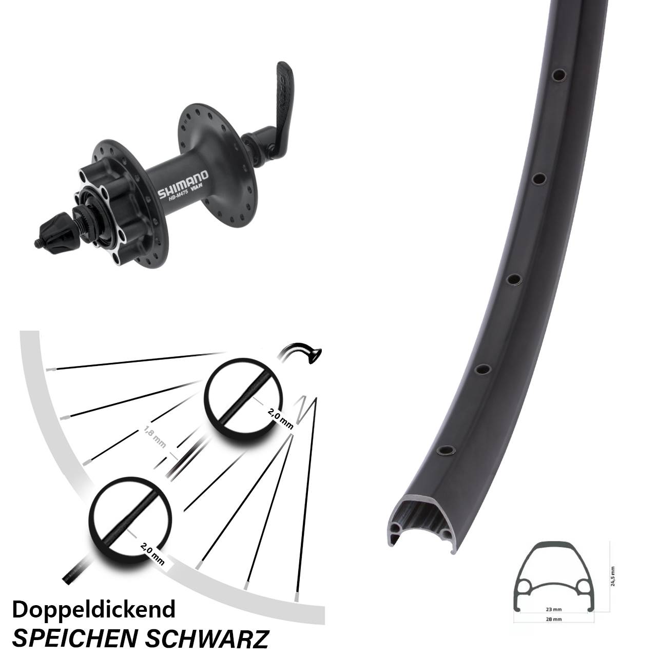 28 Zoll Ambrosio Sport Shimano Alivio Disc Vorderrad QR
