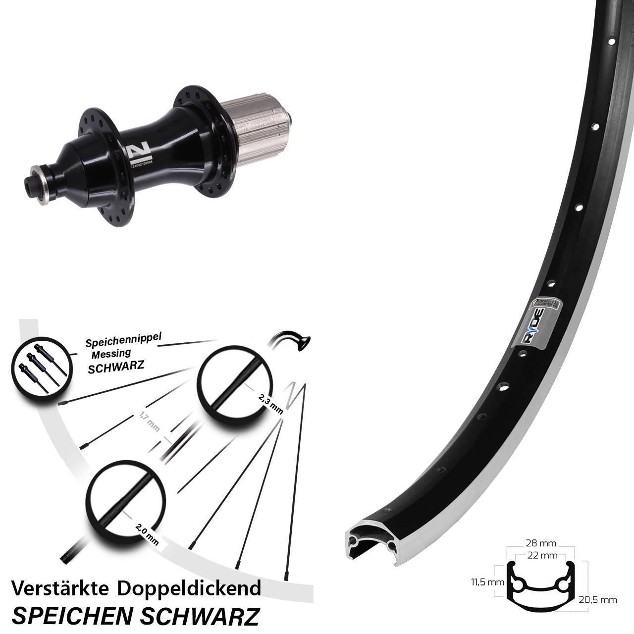 Ryde Andra 35 Novatec F162 Heavy Duty 27,5 Zoll Hinterrad QR 8-12 fach HG