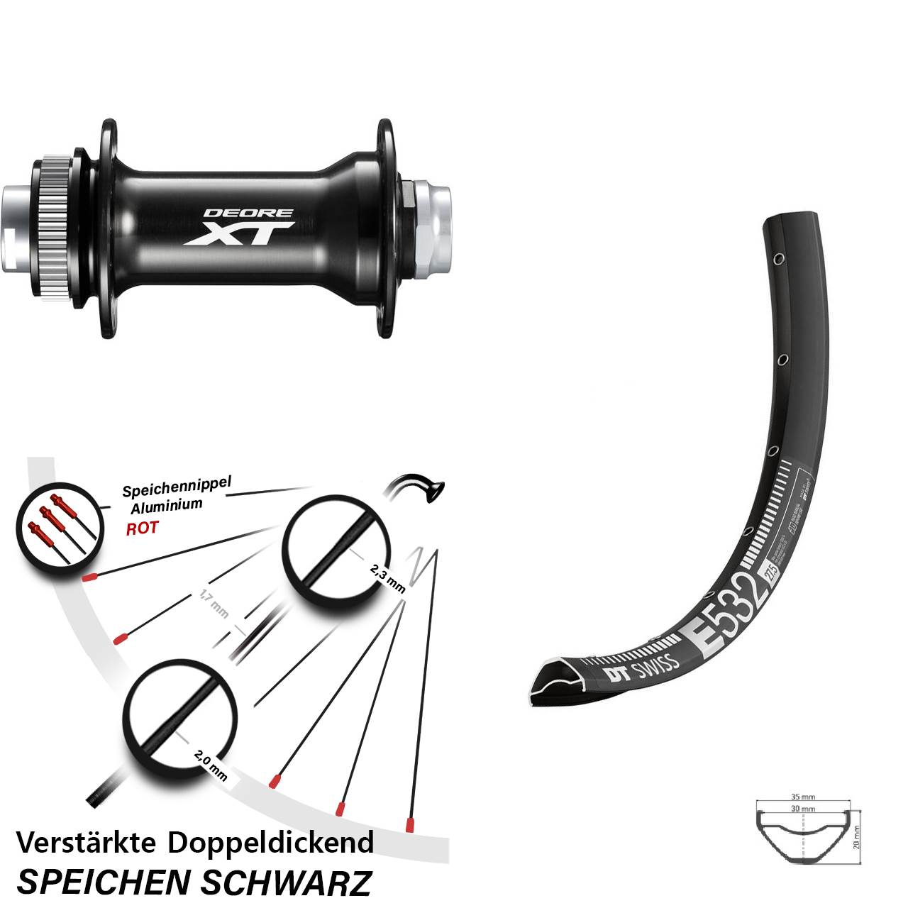 Disc Laufrad 15x110 29 Zoll DT Swiss E532 Shimano Deore XT Boost
