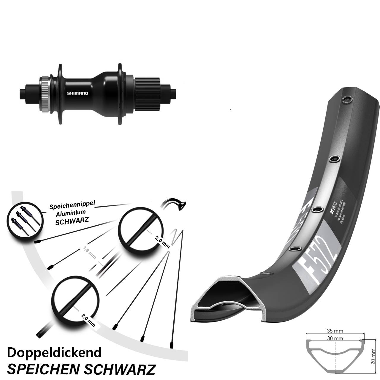 DT Swiss F 572 Shimano FH-QC500 650B Centerlock Hinterrad QR Micro Spline