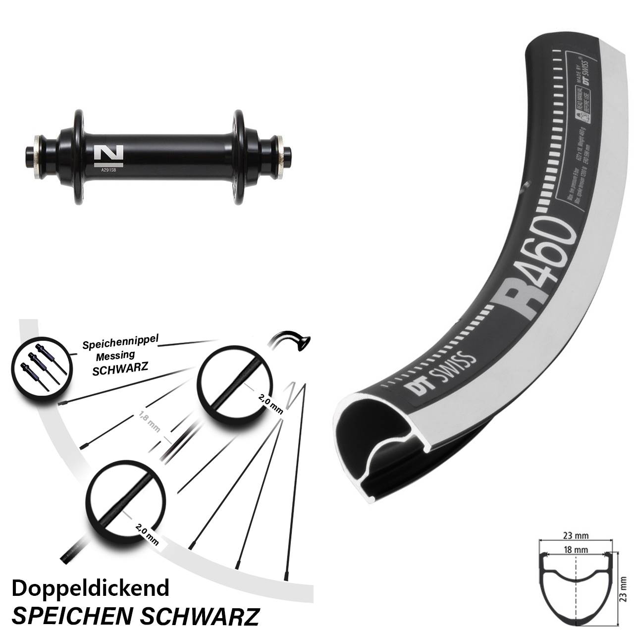 DT Swiss R 460 Vorderrad 28 Zoll mit Novatec A291SB Nabe