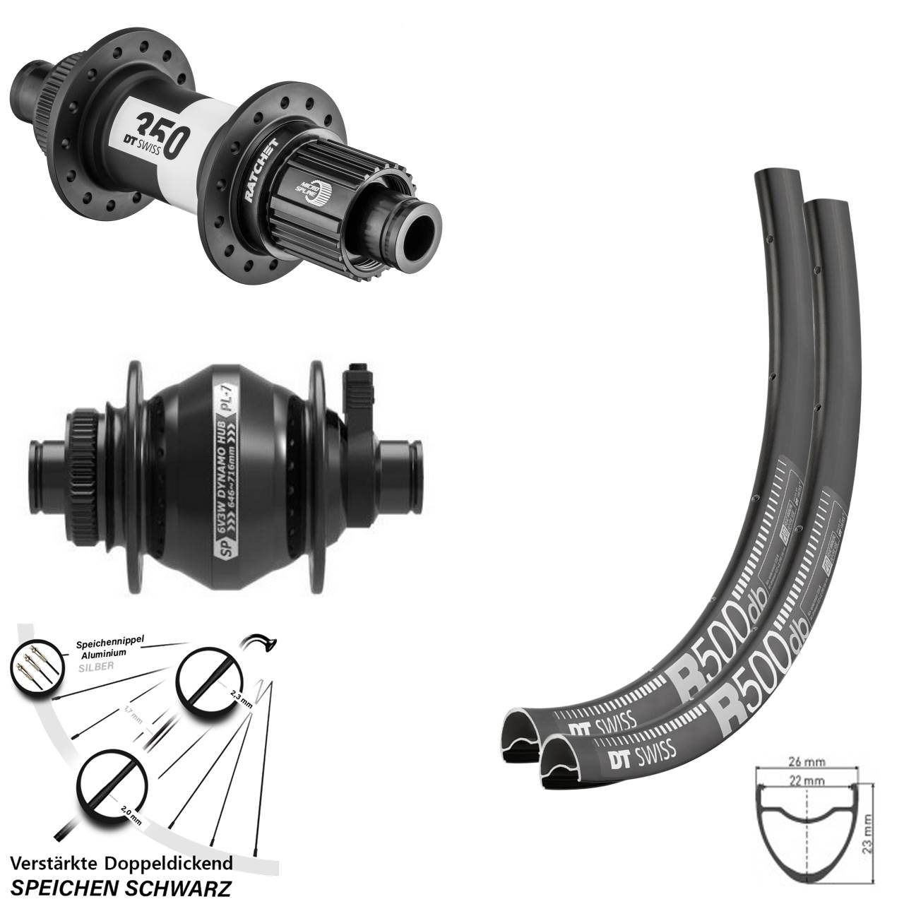 29 Zoll DT Swiss R500 350 SP PL-7 Micro Spline Centerlock Laufradsatz 12x100/142