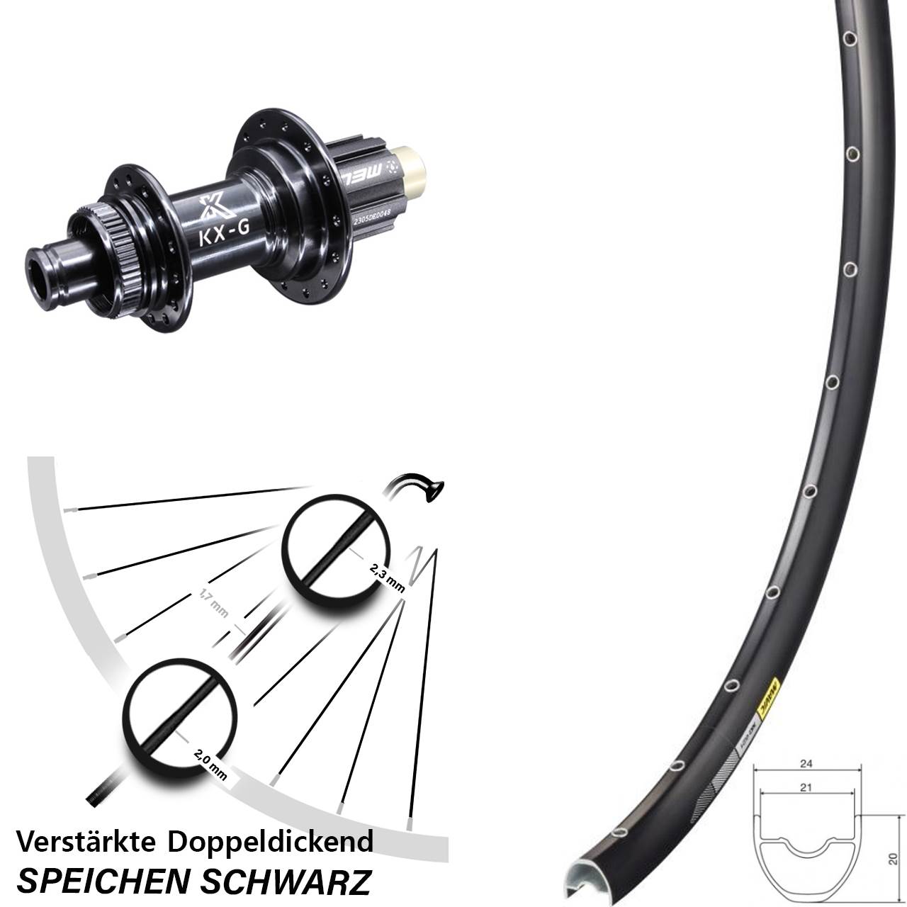 Hinterrad 29 Zoll Mavic XC621 KX-G Centerlock Campagnolo N3W schwarz 12x142