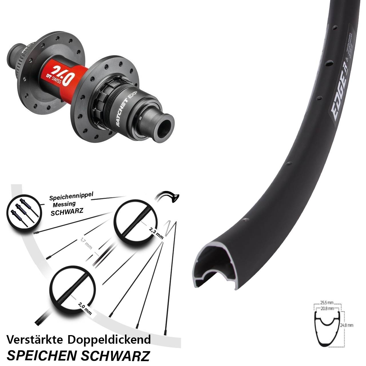 28 Zoll Ryde Edge R25 OS DT Swiss 240 EXP Hinterrad Centerlock 12x142 XDR 11-12 fach