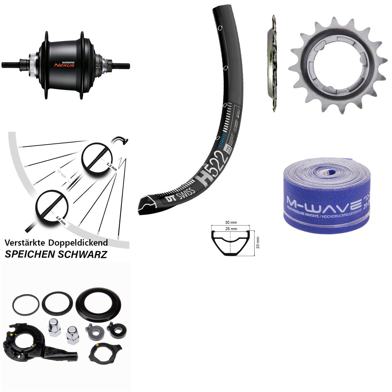 29 Zoll Hinterrad DT Swiss H522 Shimano Nexus 7-Gang Nabenschaltung Centerlock
