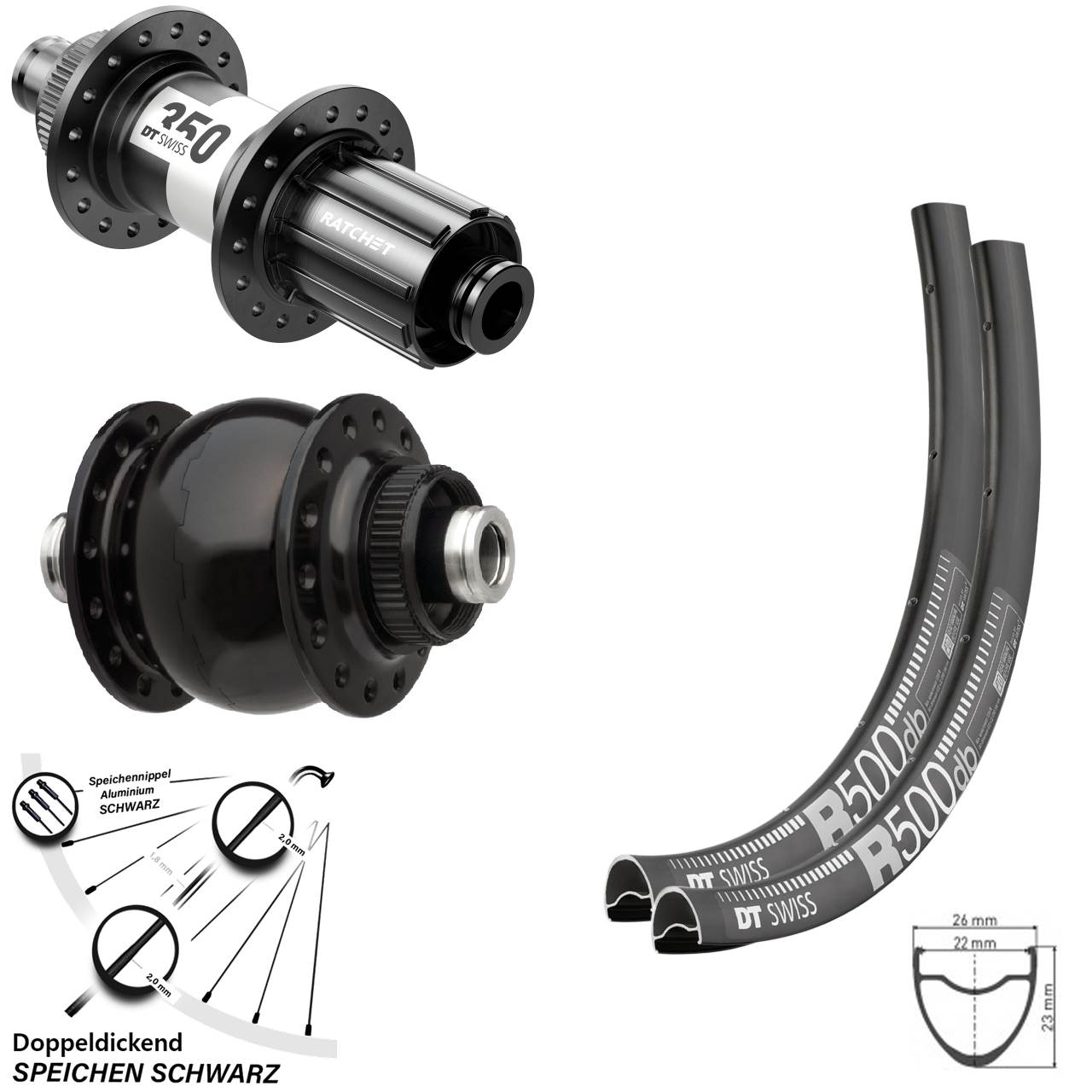Laufradsatz Dynamo Road R 500 DT Swiss 350 Son 28 Centerlock 12x100/142