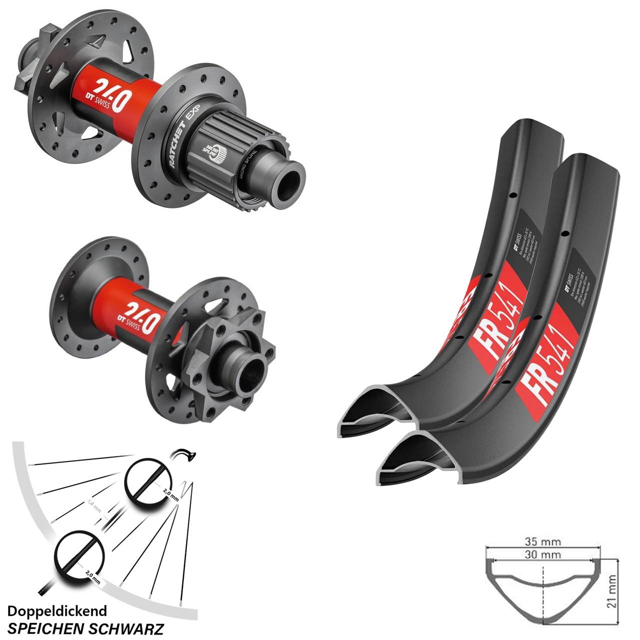 Laufradsatz 29 Zoll 240 EXP DT Swiss FR541 Boost 6-Loch Micro Spline 12-fach