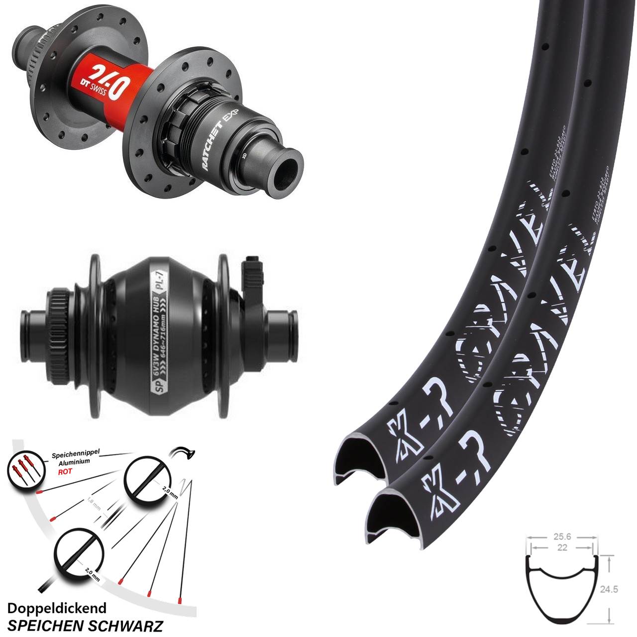 Disc Laufrad-Satz 28 Zoll KX-R Gravel DT Swiss 240 EXP XDR Shutter PL-7 12x100/142