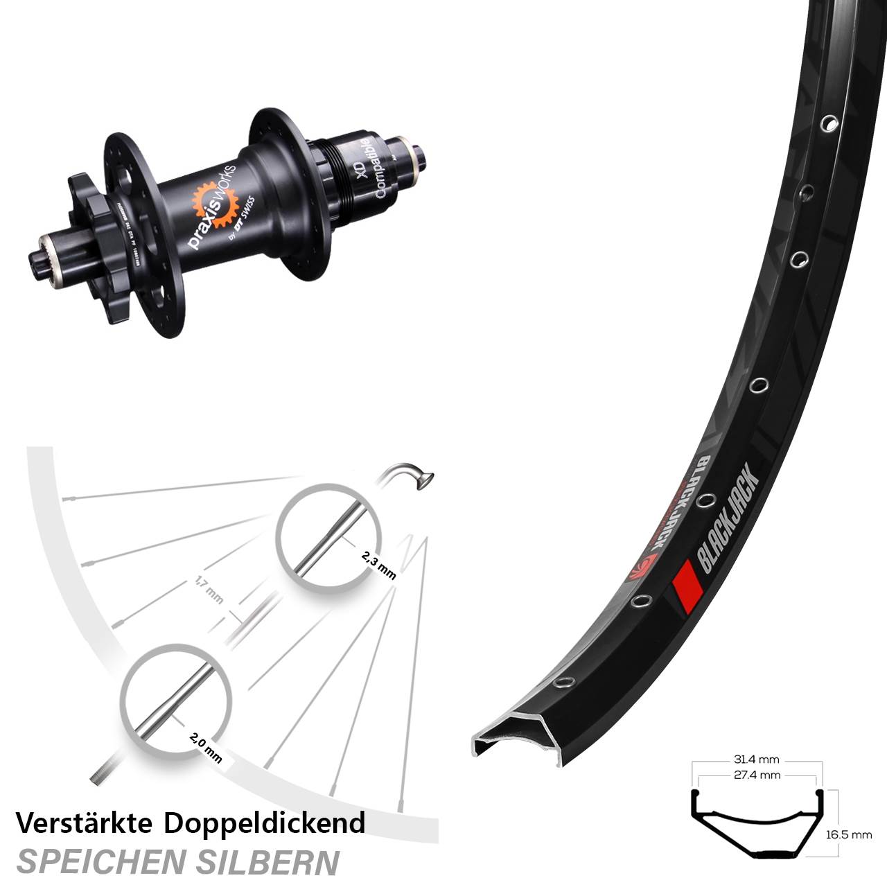 Disc Hinterrad QR 29 Zoll Rodi Ready 27 DT Swiss 350 XD