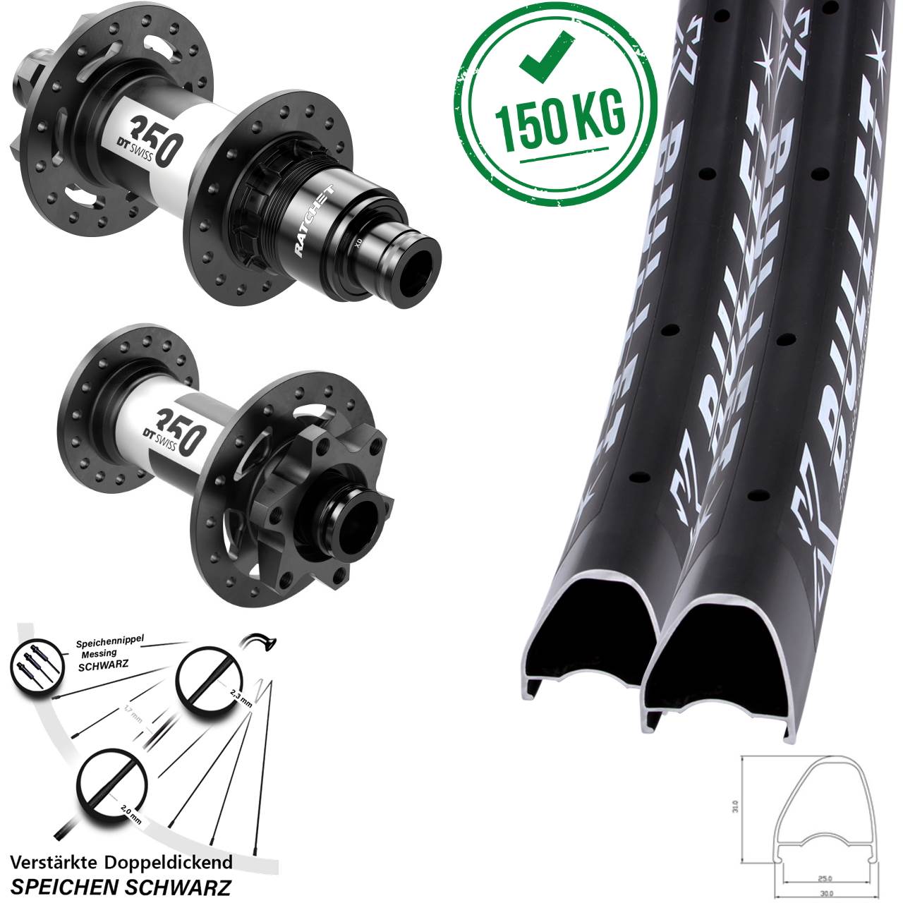 KX Bullet OS DT Swiss 350 29 Zoll Disc Laufradsatz 15x110 12x148 XD 11-12 fach