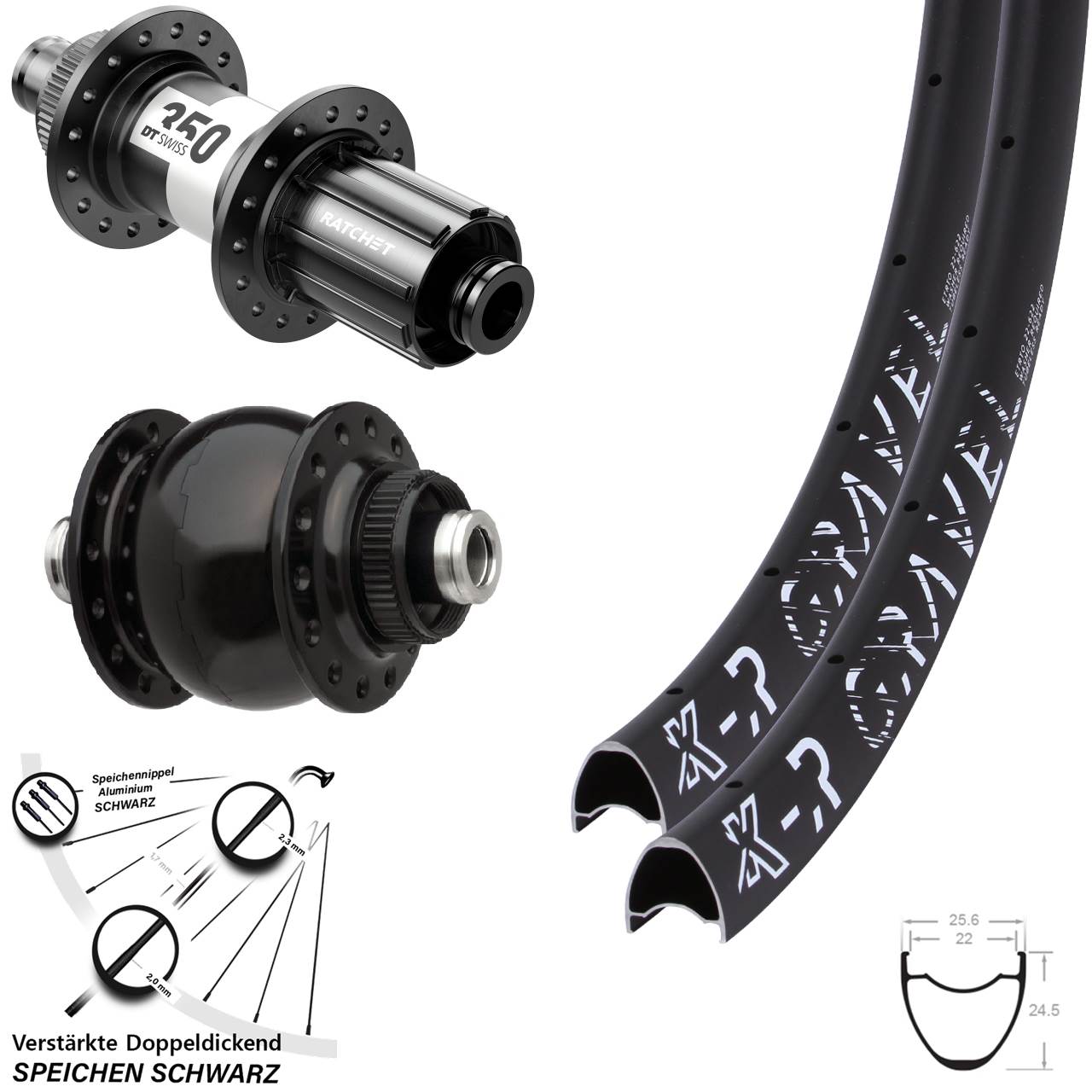 Laufradsatz Centerlock 29 Zoll KX-R Gravel DT Swiss 350 SON delux 11-12 fach 12x100/142