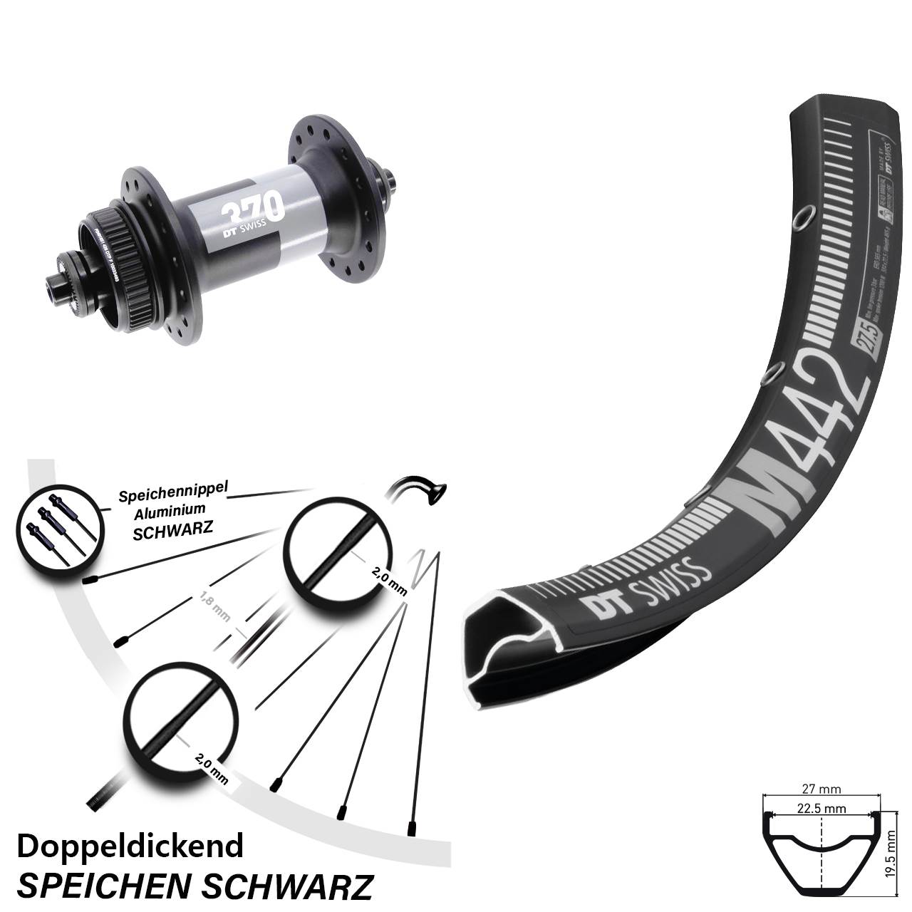 Vorderrad 28 Zoll DT Swiss M 442-370 Centerlock QR
