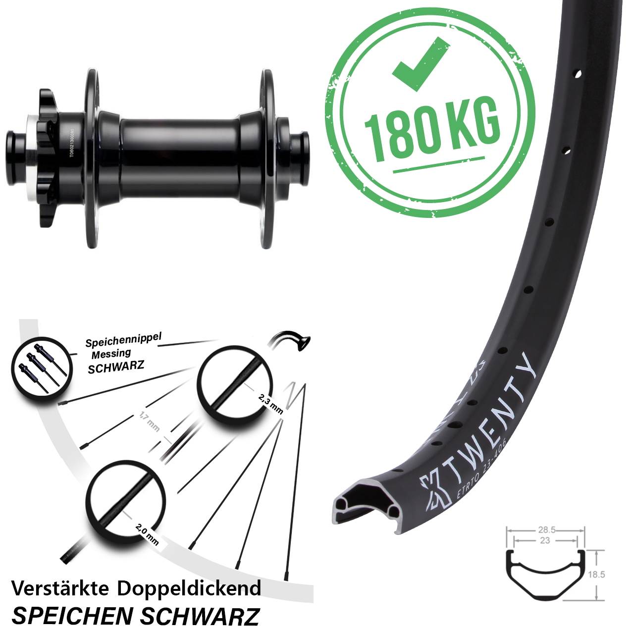 Disc Laufrad 20 Zoll KX Twenty Novatec D341-B15 15x110 Boost