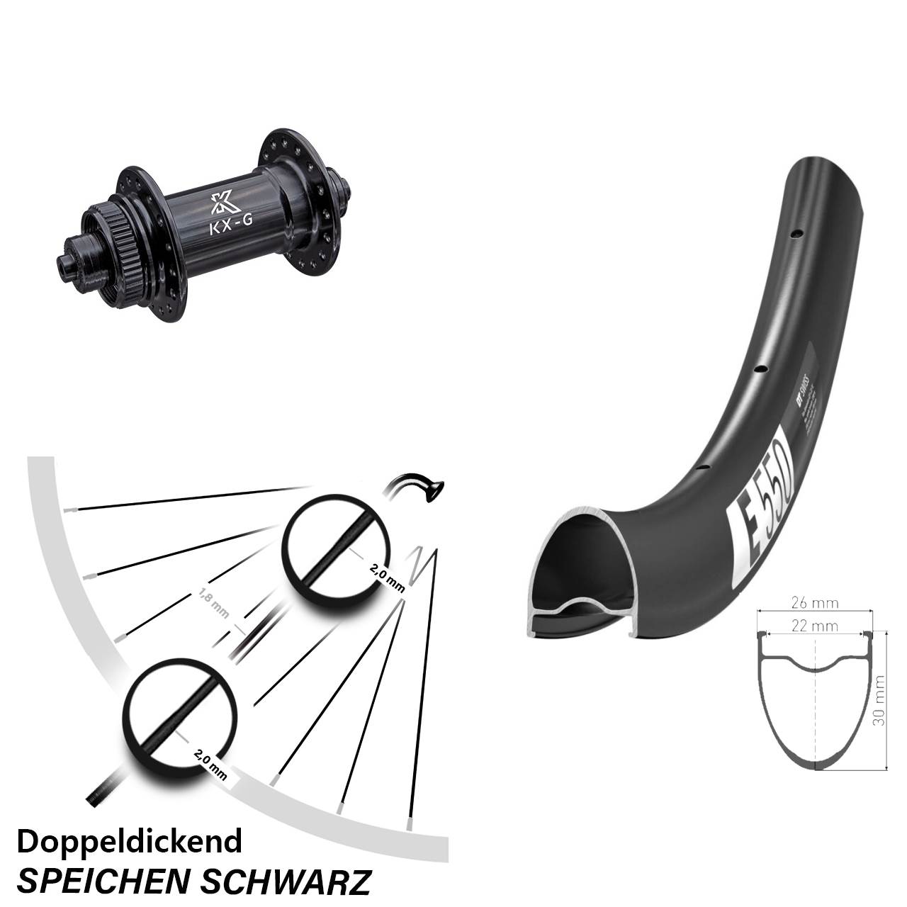 Centerlock Vorderrad 28 Zoll DT Swiss E550 KX-G QR