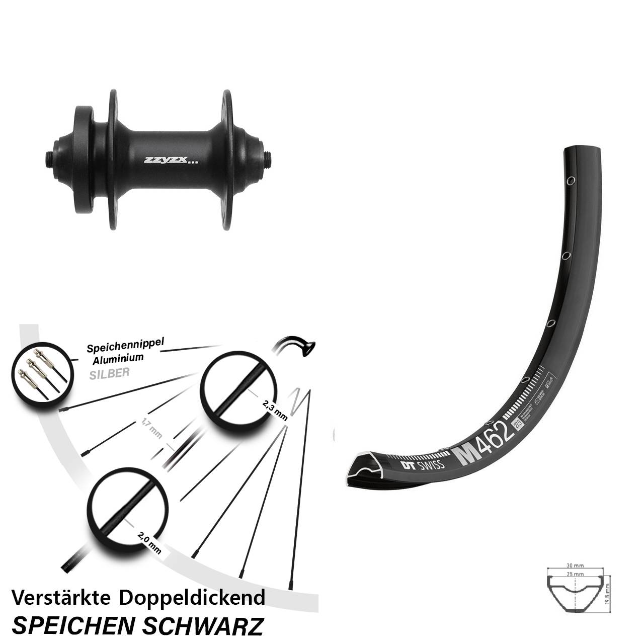 DT Swiss M462 Formula DC-21 650B Vorderrad 6-Loch QR