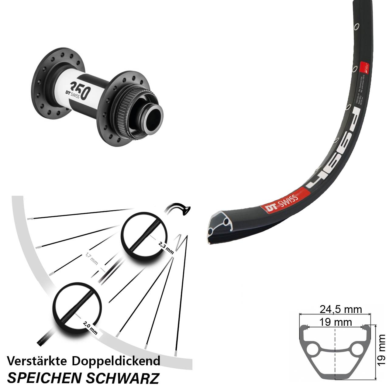 Vorderrad Centerlock 15x100 28 Zoll DT Swiss 466d-350