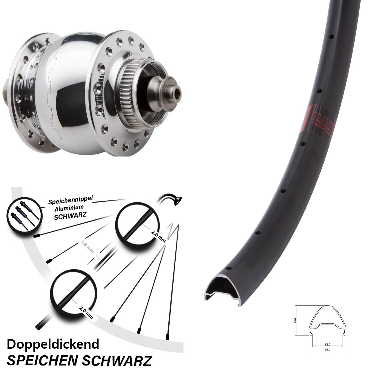 28-29 Zoll KX Clue SON 28 Dynamo-Vorderrad Centerlock QR