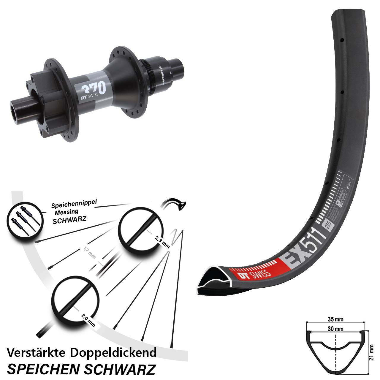 Hinterrad 6-Loch 27,5 Zoll DT Swiss EX511-370 XD 11-12 fach 12x148