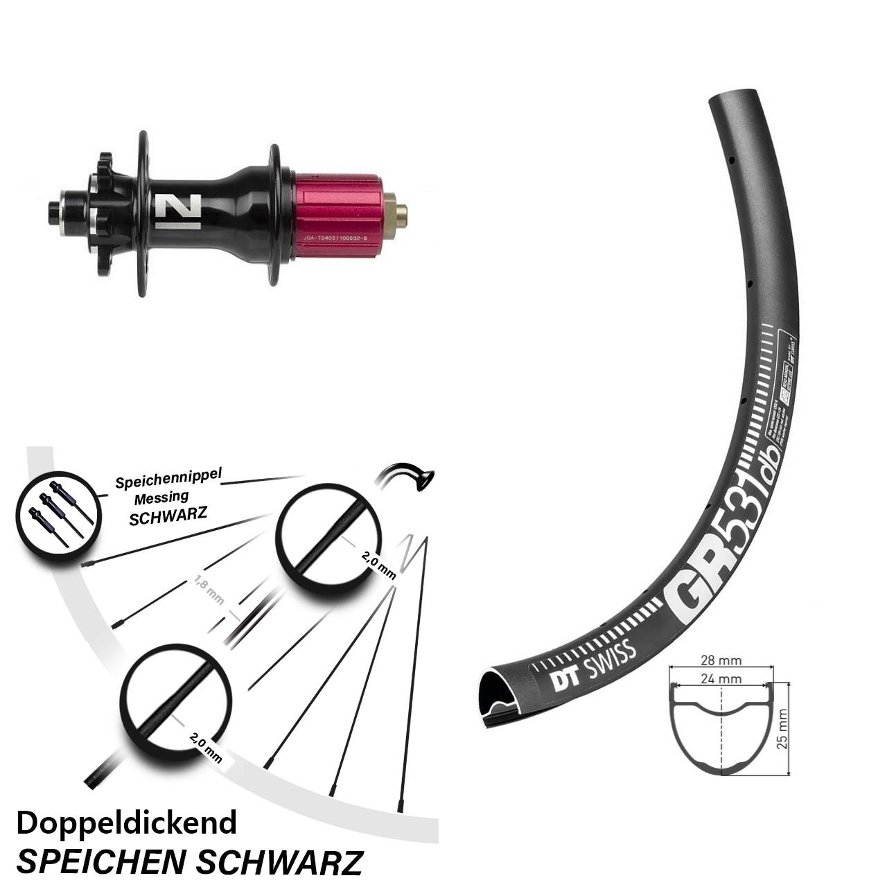 6-Loch Hinterrad 27,5 Zoll DT Swiss GR 531 Novatec Superlight 8-12 fach QR