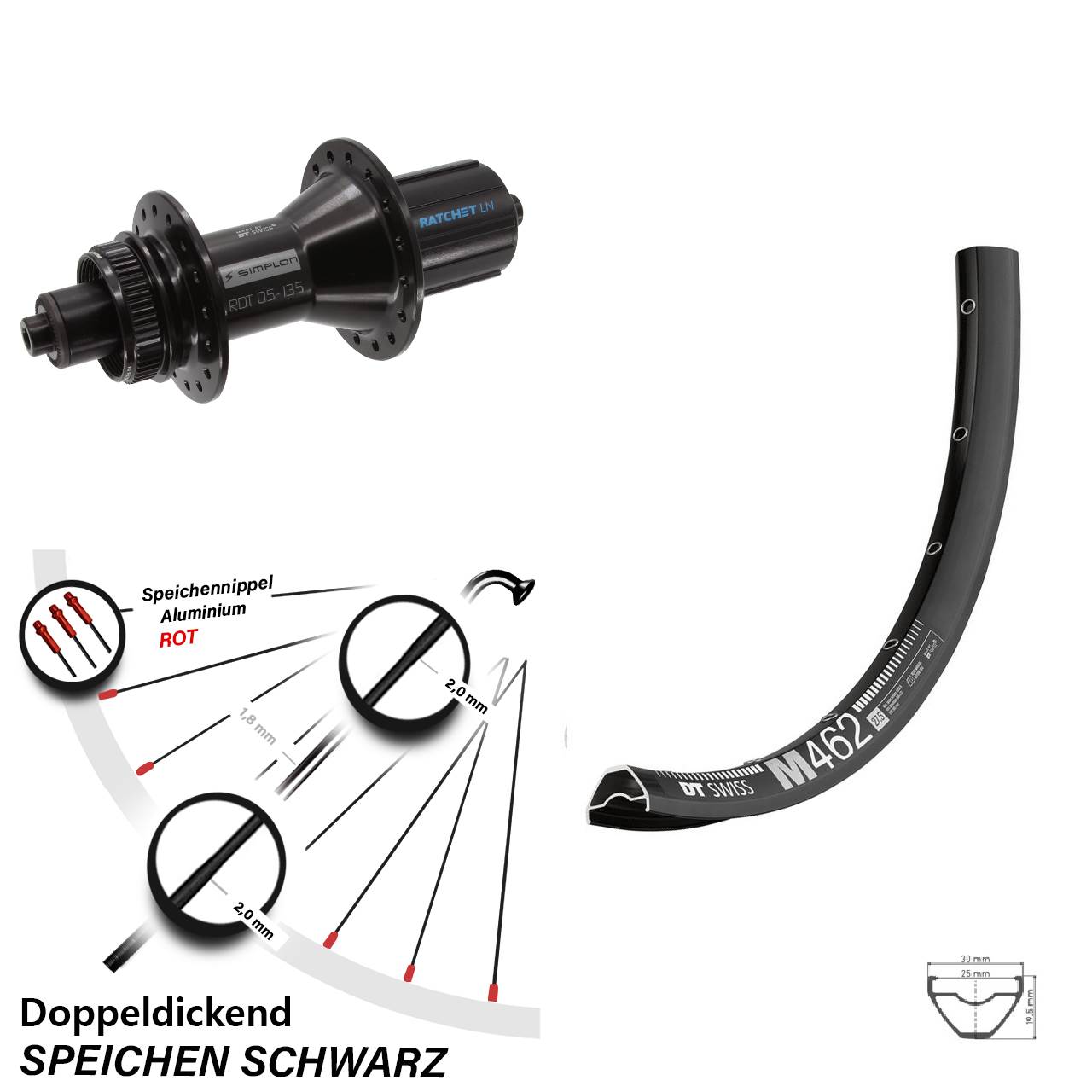 Disc Laufrad QR 27,5 Zoll DT Swiss M462-370 Hybrid 8-11 fach HG