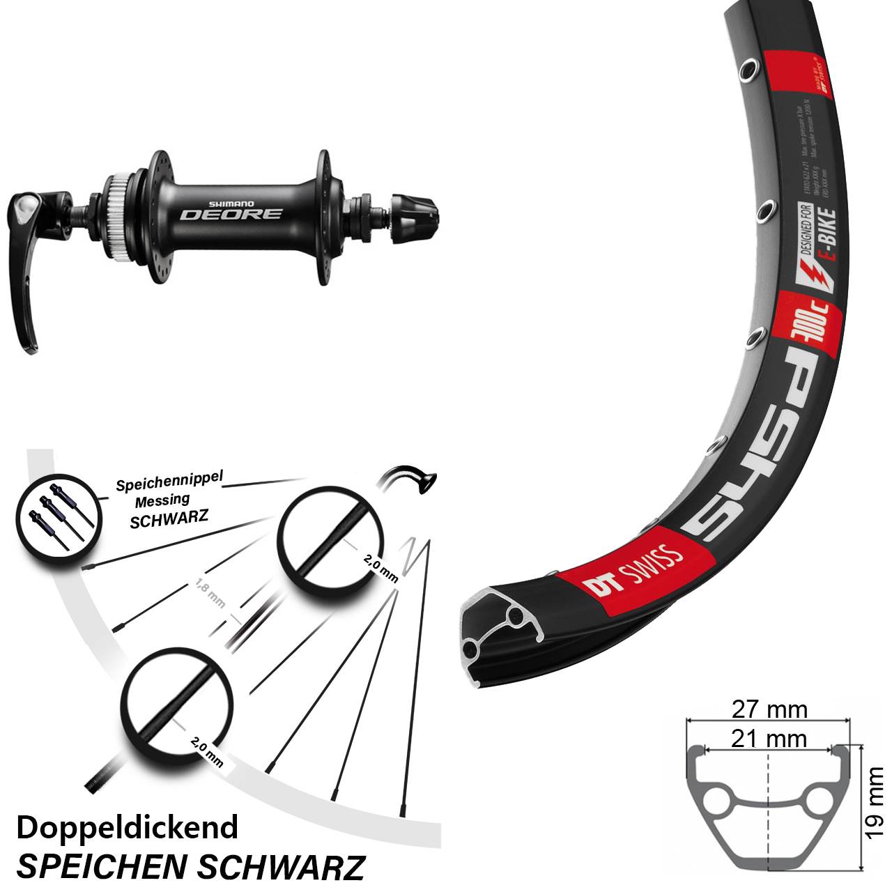 DT Swiss 545d Shimano HB-M6000 26 Zoll Disc Vorderrad QR