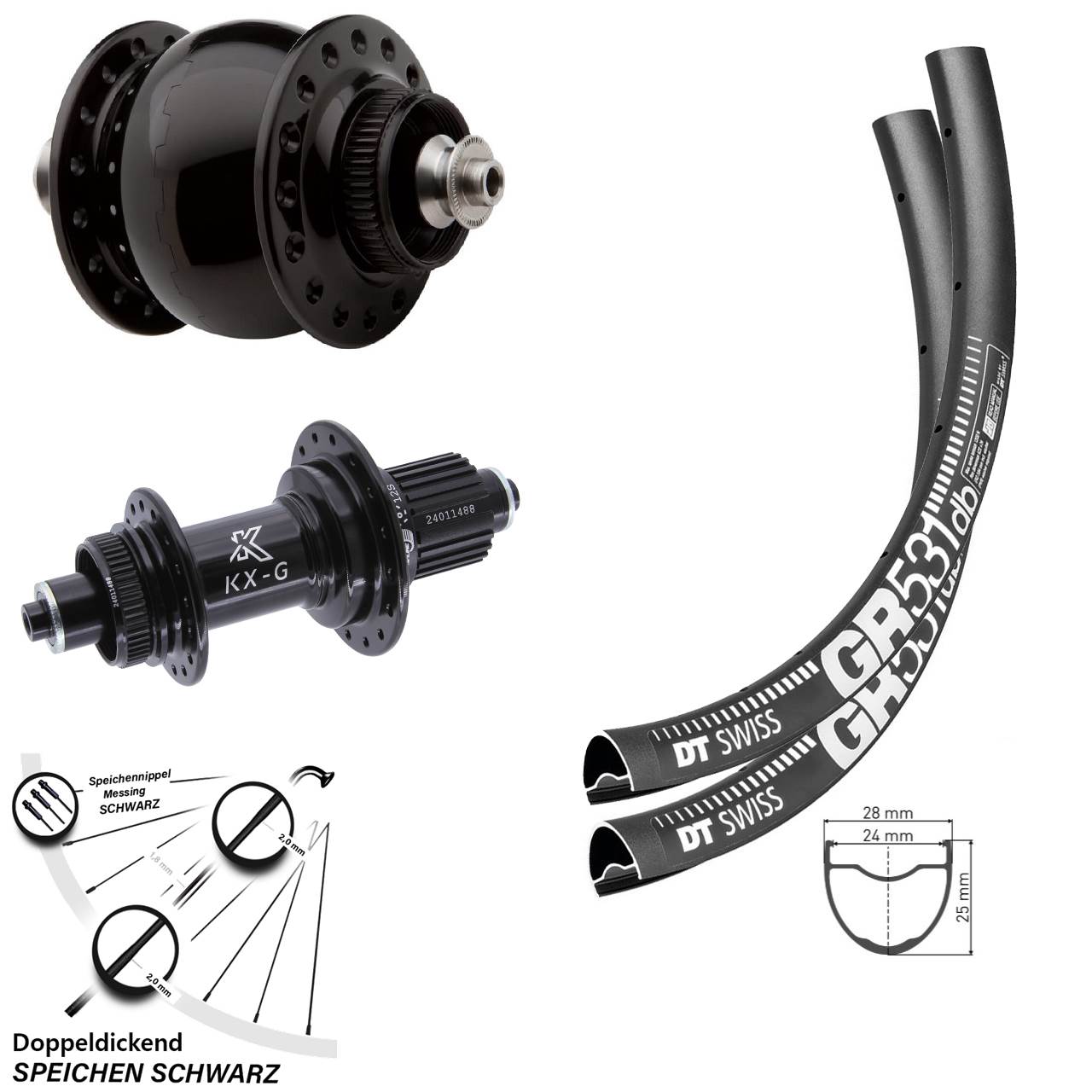 Centerlock Laufradsatz 28 Zoll DT Swiss GR 531 KX-G SON 28 Micro Spline QR