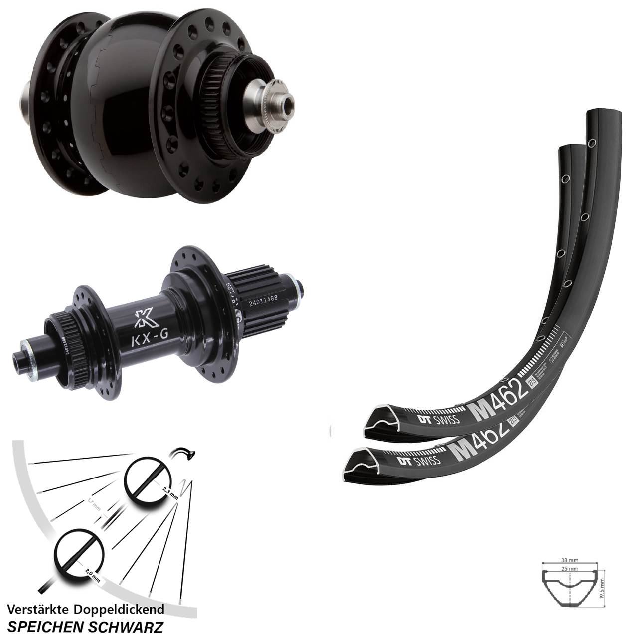 Laufradsatz Centerlock 29 Zoll DT Swiss M 462 KX-G SON 28 Shimano Micro Spline QR
