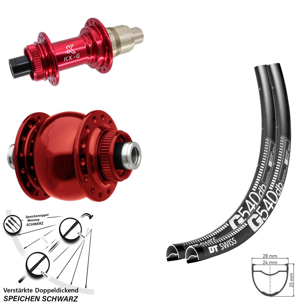DT Swiss G540 KX-G rot SON 28 Zoll Laufradsatz Centerlock 12x100/142 SRAM XDR