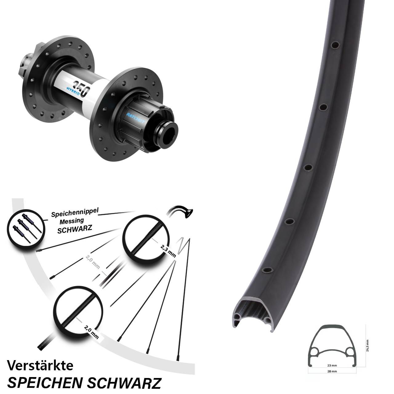 Ambrosio Sport DT Swiss 350 Hybrid Singlespeed 29 Zoll Disc Hinterrad 12x142