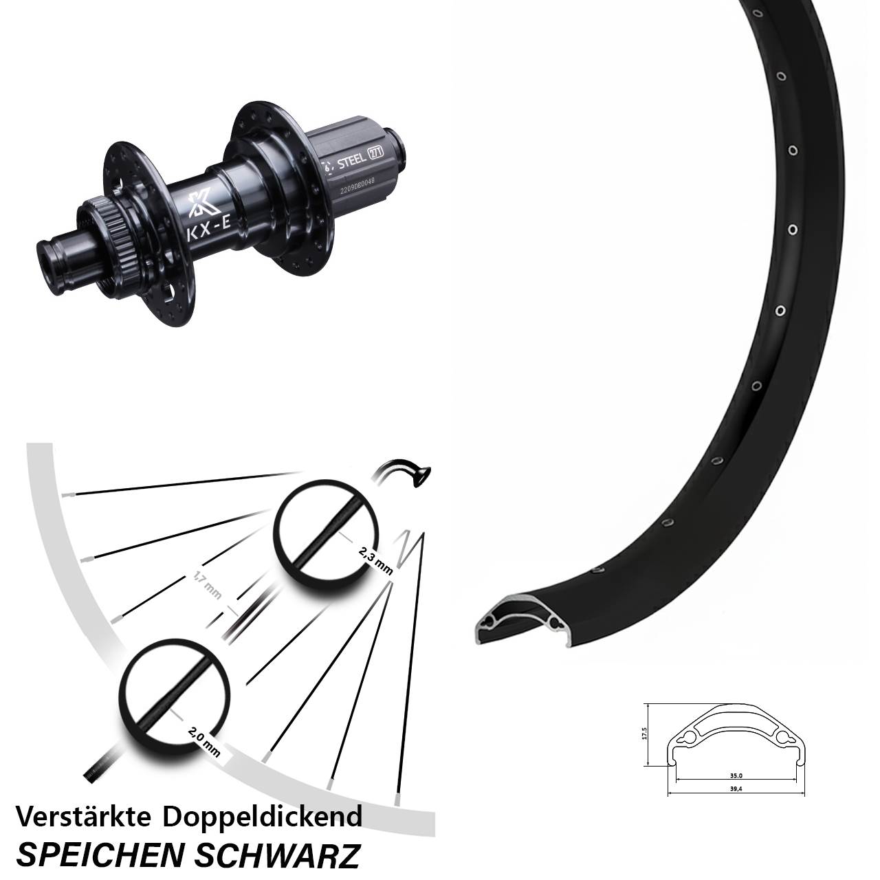 29 Zoll Ryde Disc 35 KX-E verstärkt Hinterrad Centerlock 12x142 8-12 fach