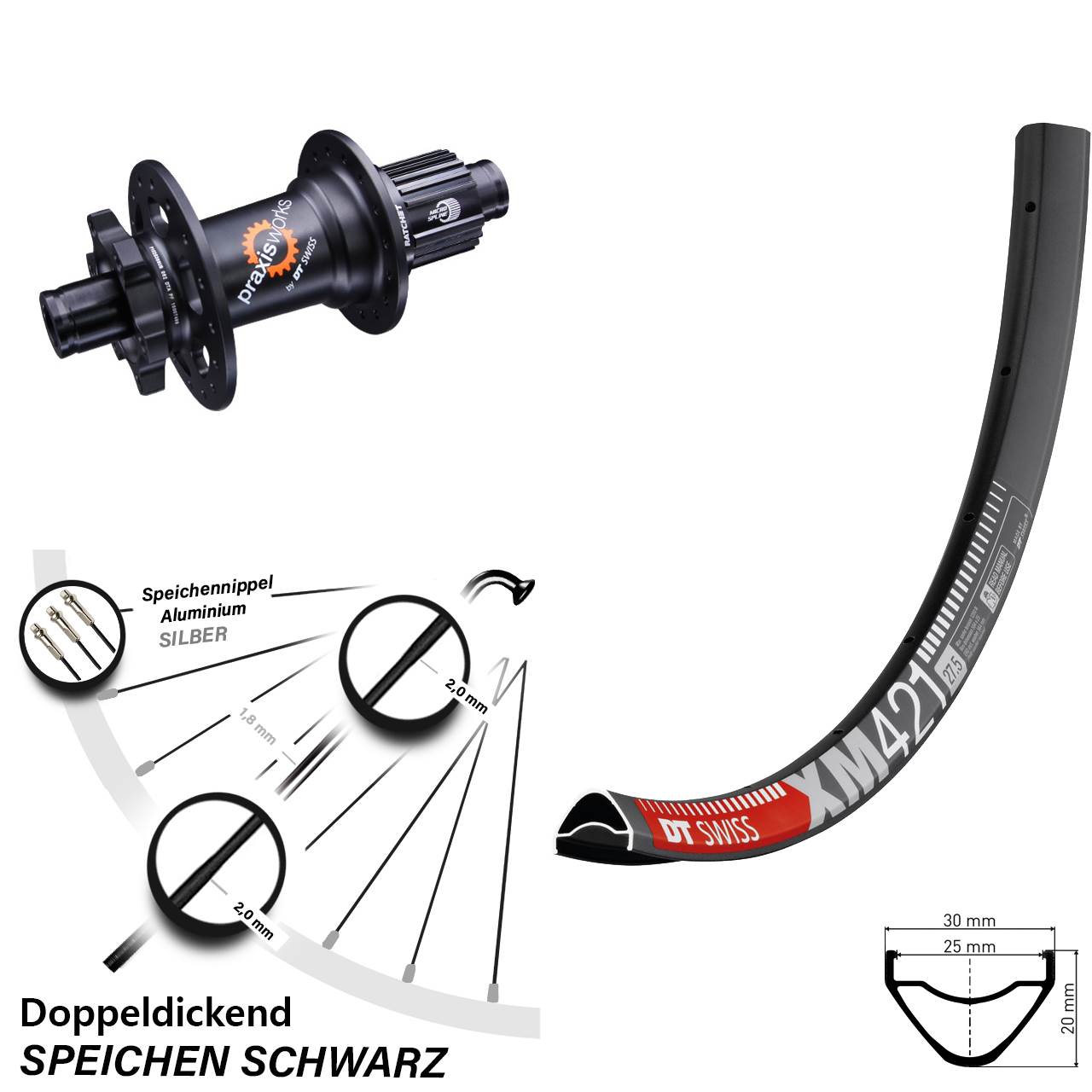 29 Zoll DT Swiss XM 421-350 Disc Laufrad 12x142 Micro Spline