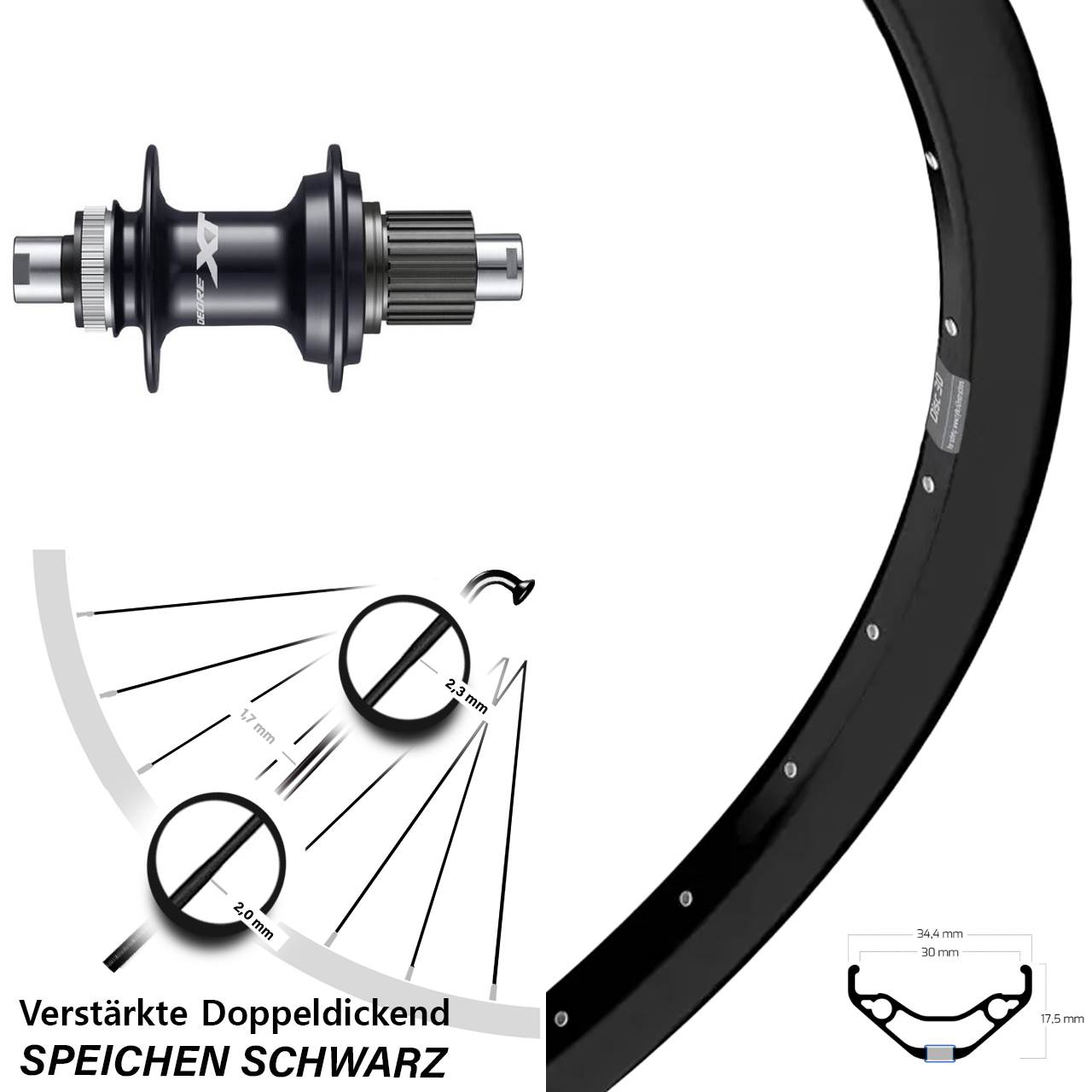Hinterrad 12x142 27,5 Zoll Ryde Disc 30 Shimano FH-M8110 Micro Spline