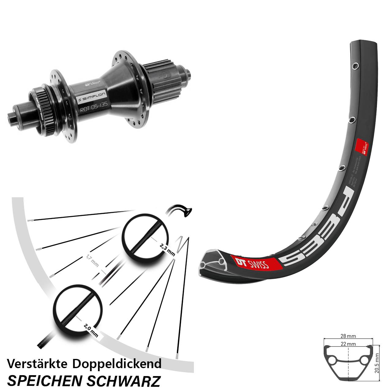 Hinterrad Centerlock QR 28-29 Zoll DT Swiss 533d-370 Hybrid Micro Spline