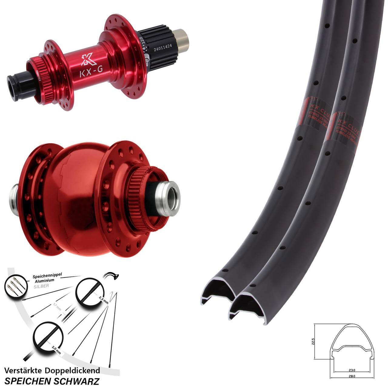 Disc Laufradsatz 29 Zoll KX-G Clue rot SON 28 Micro Spline 12x100/142