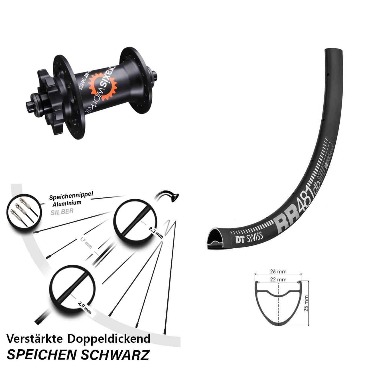 28 Zoll DT Swiss RR 481-350 QR Disc Vorderrad