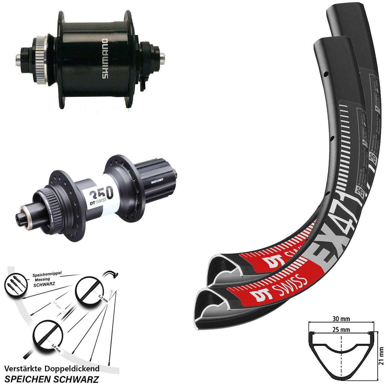 DT Swiss EX 471-350 Shimano DH-UR700-3D 650B Laufrad-Satz QR 8-11 fach