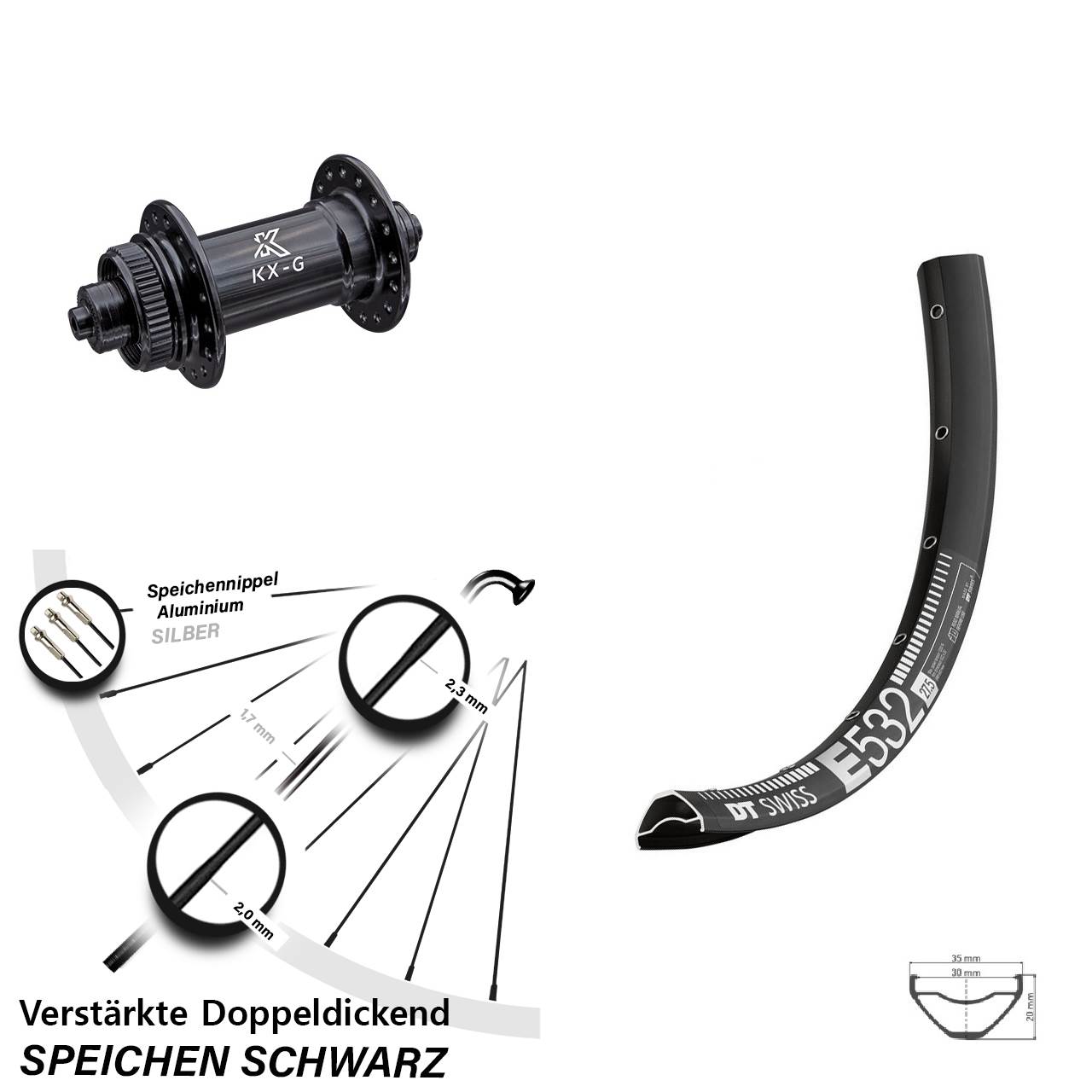 Centerlock Vorderrad QR 29 Zoll DT Swiss E 532 KX-G