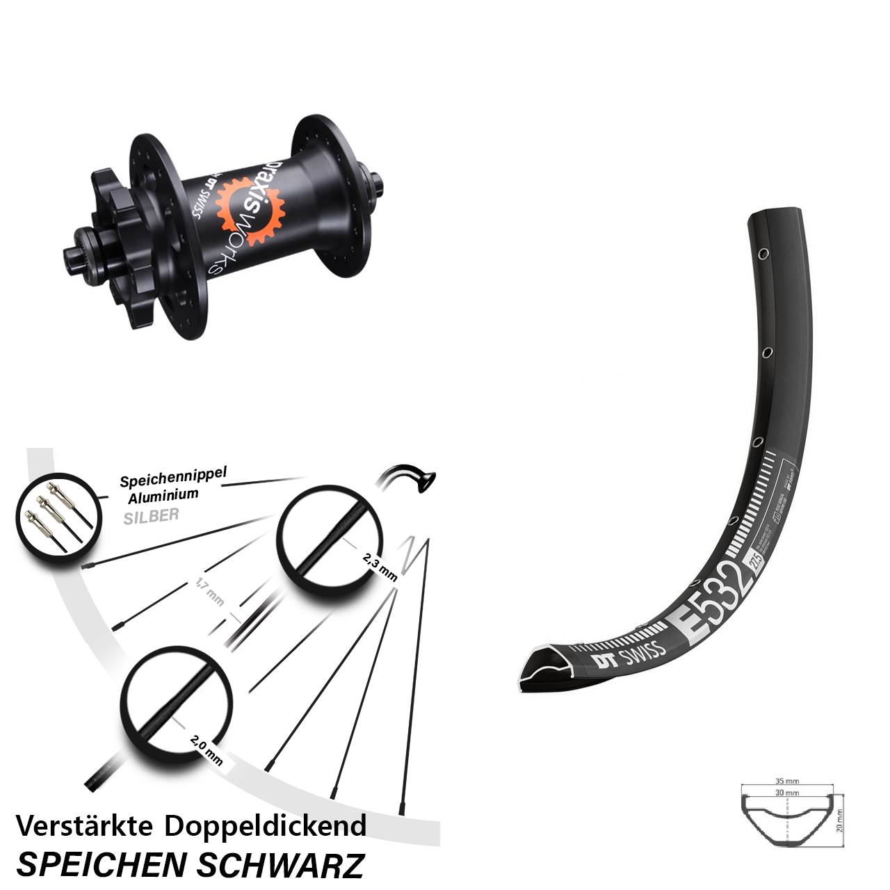 Disc Laufrad 29 Zoll DT Swiss E 532-350 für Schnellspanner