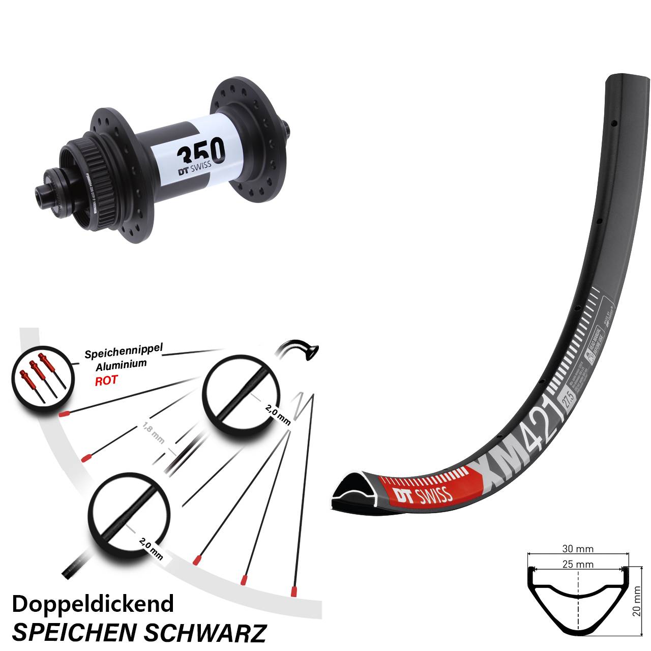 DT Swiss XM421-350 29 Zoll Vorderrad QR