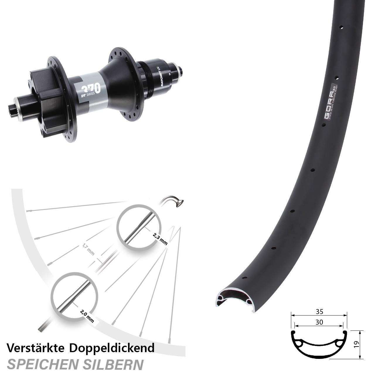 Gora 30 DT Swiss 370 29 Zoll Disc Hinterrad QR XD