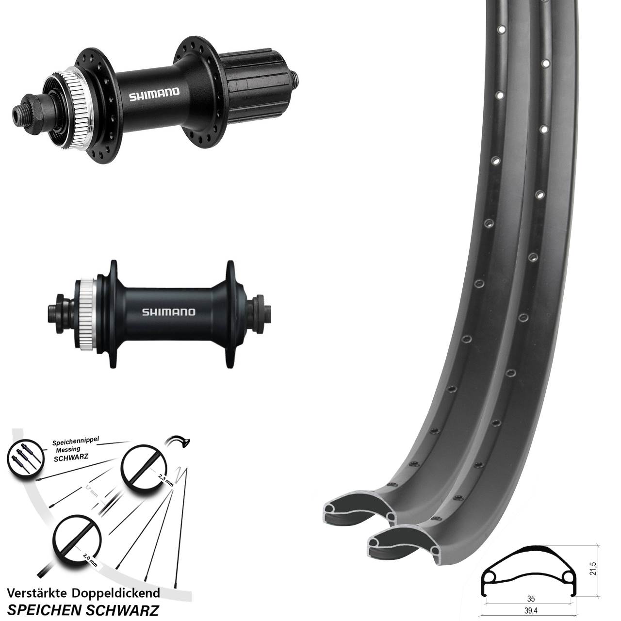 Disc Laufradsatz 29 Zoll Ambrosio E35 Shimano Alivio HB-M4050 8-11 fach HG QR