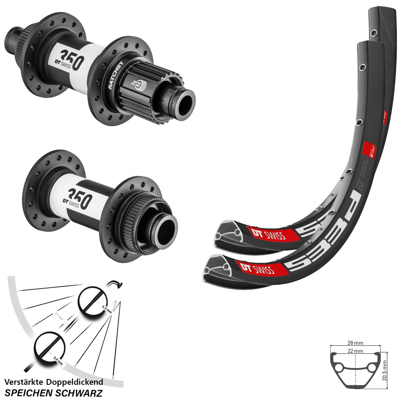 DT Swiss 533D-350 27,5 Zoll Centerlock Laufradsatz 15x110 12x148 Micro Spline